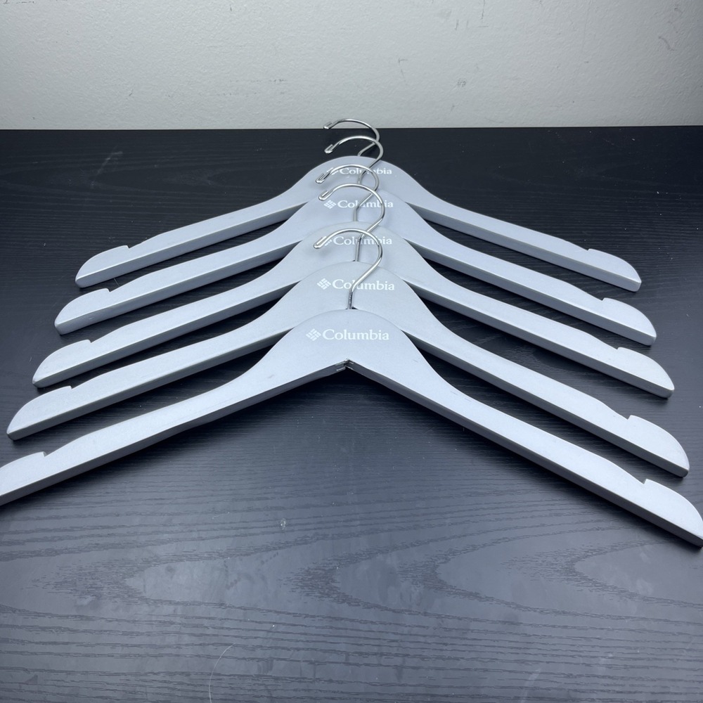 Columbia Sportswear Company Wooden Clothes Hangers‎ Gray Set of 5